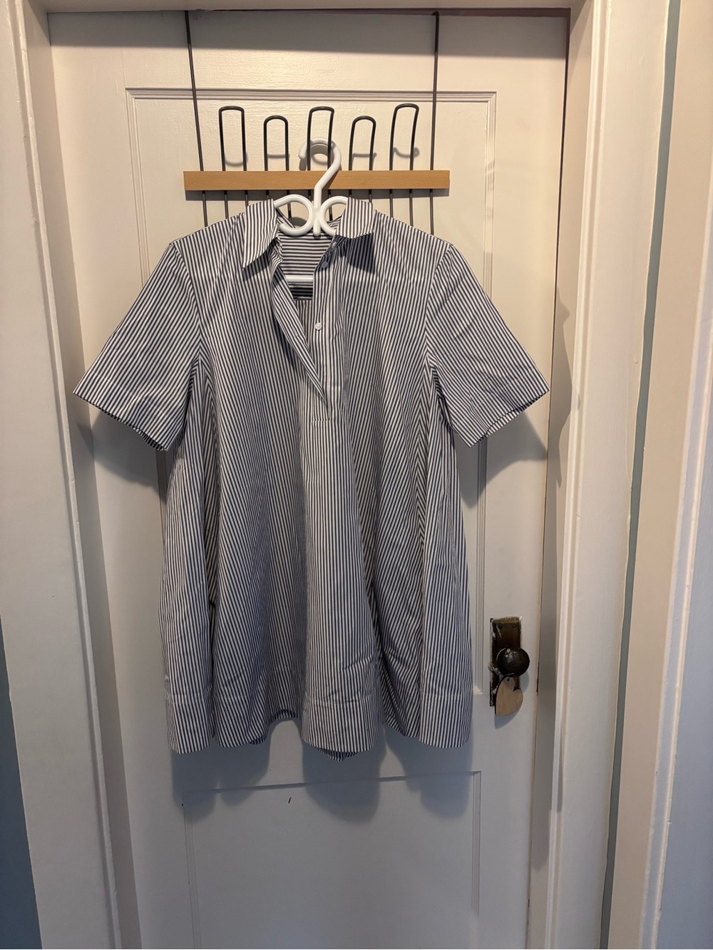 Aritzia Women's Mini Dress - Blue/White Pinstripe